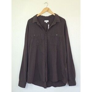 GAP Brown Utility Fit Button Shirt Mens 2XL Herringbone Brushed Standard